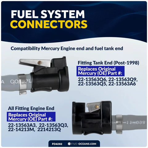 Image showing components of Mercury Engine End Compatible Boat Fuel Line Kit Three Eighths Inch By Six Foot, Leakproof Outboard Fuel Line