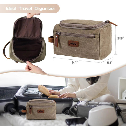 Rugged Mountain Pattern Toiletry Bag For Men With Large Capacity Water Resistant Waterproof Zippered Compartments