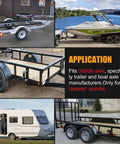 Trailer hub kit 3500lb, 5-bolt 4.5in hubs for tapered spindles; collage of boat, utility, and equipment trailers.