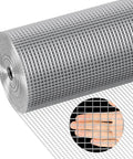 Rock Solid 304 Stainless Steel Hardware Cloth Mesh 1/4 Inch 22 Gauge Chicken Wire Fence shown unrolled with hand for size reference.