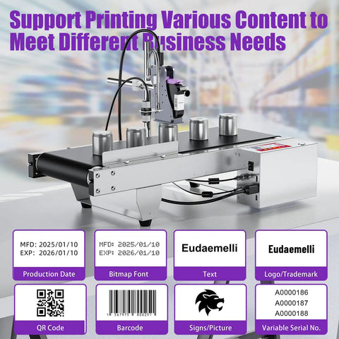 Industrial Online Inkjet Printer With Mini Conveyor Belt for Expiry Dates, Batch Numbers, Barcodes, QR Codes, Logos, and Labels