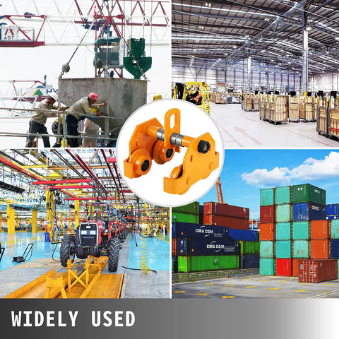 3 Ton Beefy Heavy Duty Manual Trolley Crane Lift For I Beam Push Track Roller Trolley With Dual Wheels in industrial use