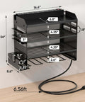 Power Tool Organizer Wall Mount With Charging Station And 8 Outlet Power Strip Pro Grade Heavy Duty Metal Tool Rack With Cordless Drill Holder And Battery Storage For Garage 6.56 Ft Cord