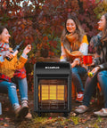 Outdoor Propane Patio Heater With 3 Heat Settings, 6,000 12,000 18,000 BTU, ODS And Tip-Over Protection in use outdoors