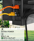 Close-up of Two Pack Porch Lights With GFCI Outlet showcasing dual plugs in use outdoors, emphasizing built-in GFCI outlet feature.