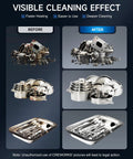 Visible cleaning effect comparison of carburetors and tools before and after using the Heavy Duty Ultrasonic Cleaner With Sweep Function And 33khz Frequency.