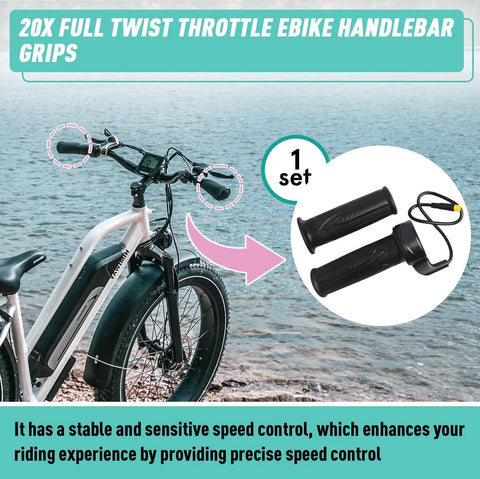 Full Twist Throttle Grip For E Bikes And Scooters, Waterproof 12V To 72V Twist Throttle With Connector, 22.2mm Handlebar Fit, Built To Last And Ready For Electric Bikes, Motorcycles, And Powersports