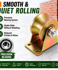 Beefy Heavy Duty 2-Inch U-Groove Pulley Wheel Set with Double Ball Bearings, 660 Lbs Load Capacity, Smooth Rolling Steel Cable Pulley for Sliding Gates, Garage Doors, Wire Rope and Industrial Track Systems close-up