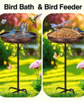 35 Inch Metal Bird Bath Outdoor Freestanding Feeder Bowl With Upgraded Five Prong Base Antique Bronze Finish