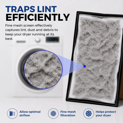 Heavy Duty Commercial Dryer Lint Screen Replacement With Frameless Mesh Filter For Industrial Laundromats Built For The Grind Pack Of Five, fine mesh captures lint and debris.