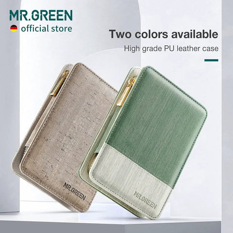 Two PU leather cases for Eight In One Manicure And Pedicure Kit With Stainless Steel Nail Clippers, green and beige finish.