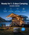 Elite 100 V2 Solar Generator Kit With 200W Panel Included Ships Separately, Portable 1024Wh power station at campsite scene