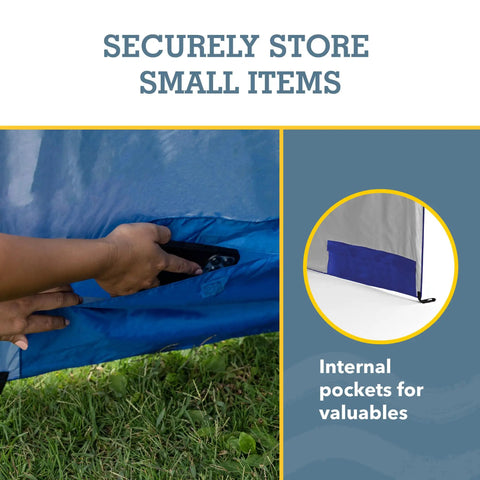 Internal pocket of UPF 50 Plus Go-To Sun And Rain Canopy Umbrella For Beach, Sports, And Camping used for storing items securely.