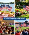 8x12 Inch American Flags On Sticks, 12 Pack With 17.5 Inch Wooden Poles, Vivid Color US Handheld Flags for celebrations