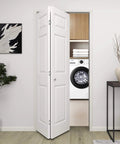 36 Inch By 80 Inch Bifold Barn Door With 6 Panels, White Primed Hollow Core Interior Door Ready To Paint, Includes Hardware Kit For Closets, Pantries, Laundry Rooms And More, Space Saving Folding Design