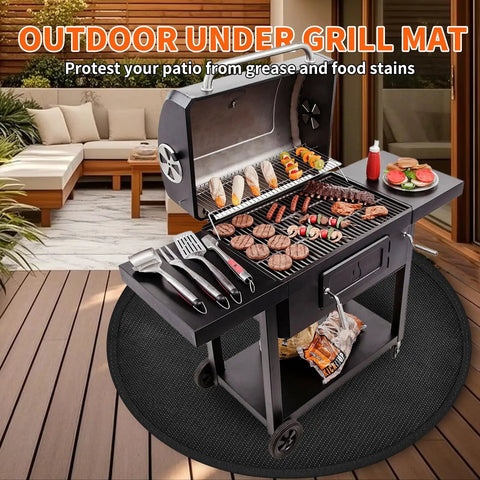 48 Inch Round Fire Pit Mat For Outdoor Pits And Grills 1800 F Fireproof DoubleSided Silicone Coating Under Grill