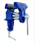 Handy 3 Inch Woodworking Vise Clamp For Home Shop Portable Table Vise with blue finish and steel slide rail, front view.