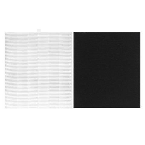 H13 True HEPA Replacement Filter Set For Airmega Purifiers with 2 filters and 4 odor prefilters, showing white and black filter