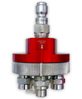Five Position Rotary Pressure Washer J-Rod Nozzle Tip Holder With Quick Twist Tip Switching, red and silver metal