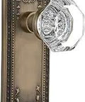 Meadows Plate With Waldorf Crystal Knob Privacy Door Hardware Set In Antique Brass For Vintage Or Modern Doors With Classic Old School Vibe 2