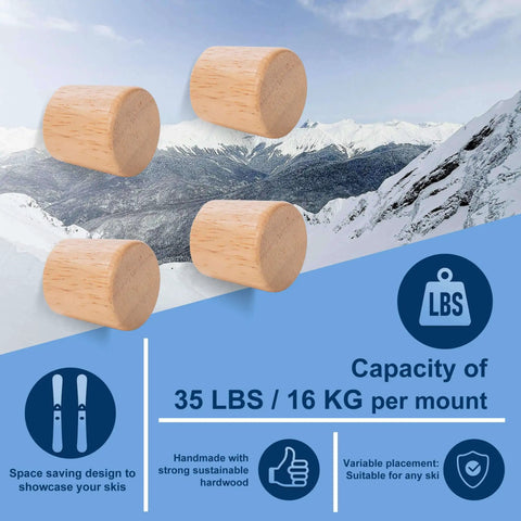 Solid Wood Ski Wall Mount Rack That Shows Off Your Boards As Dope Home Decor While Saving Valuable Floor Space And Keeping Your Alpine Gear Looking Sharp And Well Organized Year Round showing detachable wood mounts
