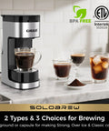 Single Serve Coffee Maker For K Cup And Ground Coffee, 3 Brew Sizes With Strong Brew And Over Ice, 14 Oz Removable Water Reservoir