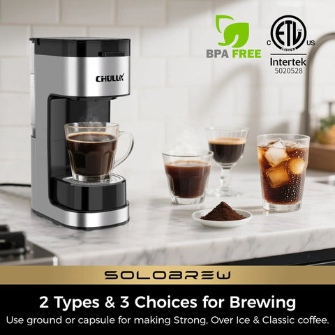 Single Serve Coffee Maker For K Cup And Ground Coffee, 3 Brew Sizes With Strong Brew And Over Ice, 14 Oz Removable Water Reservoir