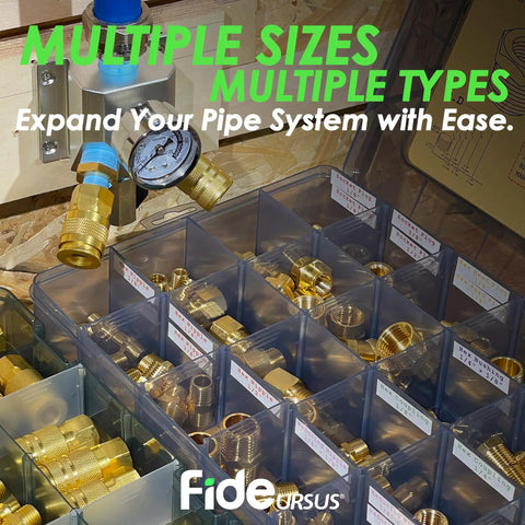 137 Piece Brass Pipe Fittings Assortment Kit For NPT Projects With Adapters, Nipples, Couplings in Organizer Tray