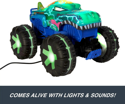 Mega-Wrex 1:15 Scale RC Monster Truck With Lights And Sounds, Battery-Powered Off-Road Action, Three Play Modes, Realistic Roar