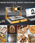 Front view of LUNYEE 3018 PRO MAX CNC router with all-metal frame, 500W spindle and laptop control