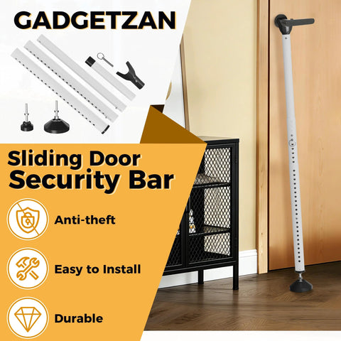 2 In 1 Sliding Door Security Bar, Adjustable From 16.5 To 48 Inches, Inside Window Safety Lock For Home Apartment And Hotel Rooms, Portable Door Jammer, Suitable For Sliding Doors And Hinged Doors, White.