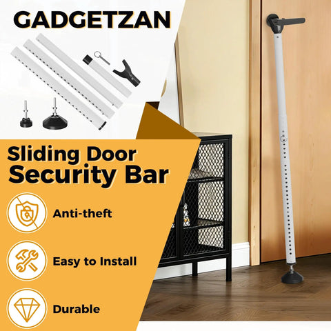 2 In 1 Sliding Door Security Bar Fits 16.5 To 48 Inches, Portable Door Jammer For Home Or Hotel Rooms, Easy No Drill Setup