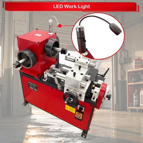 Heavy Duty Brake Drum And Rotor Lathe For Cars And SUVs With Variable Speed 0 To 140 RPM, Pro Grade Resurfacing Machine in garage