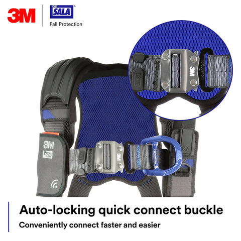 ExoFit X300 Comfort Vest Positioning Safety Harness with auto-locking quick connect buckles, aluminum D-rings, XS