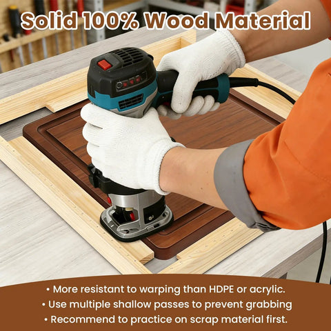Heavy Duty Solid Wood Router Jig For Cutting Boards, Adjustable Inch Scale Guide used on solid wood material.