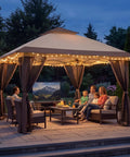 13x13 Pop Up Gazebo With Mosquito Netting, Quick One Push Setup, No Tools, Adjustable Heights, Includes 4 Sandbags And Carrying Bag