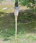 Sun Powered Bamboo Torch Solar Light Set For Lawn And Garden Weatherproof Tiki Style Landscape Lamps No Wiring Required
