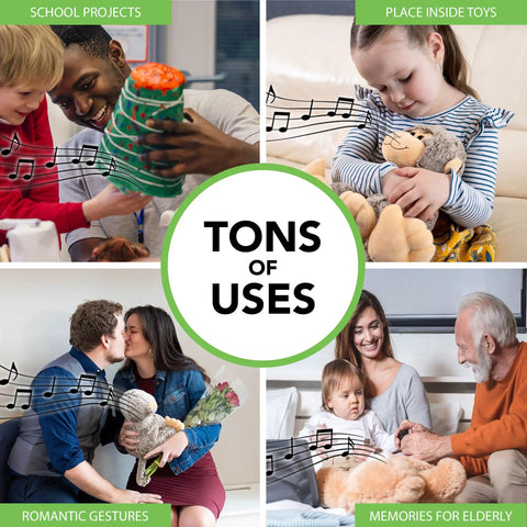 Plug And Play MP3 Sound Module For Stuffed Animals With Extended Two Hour Recording Time used in school projects, romantic gestures, and elderly memories.