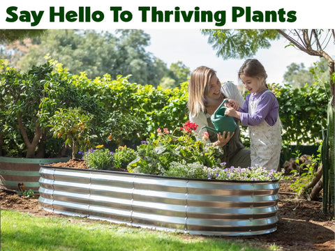 Galvanized Raised Garden Bed 6 By 3 By 1 Ft Outdoor Planter Box For Vegetables And Flowers in use in a backyard garden setting