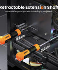 All In One Magnetic Screwdriver Set With 25 Tools showing retractable extension shaft for home DIY repairs