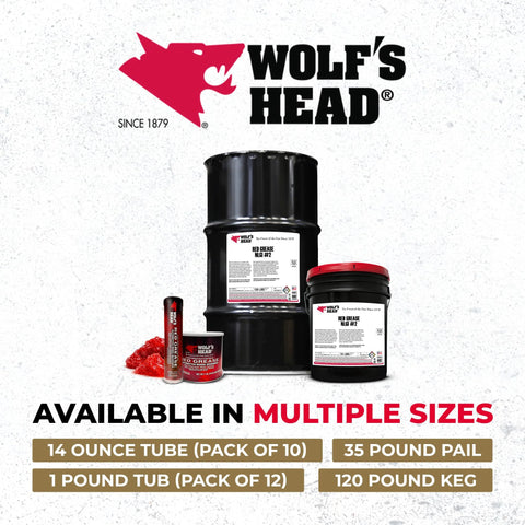 Wolf's Head Red Grease NLGI #2; 14 oz tubes, pack of 10, automotive bearing grease