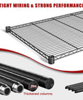 Badass Heavy Duty Five Tier Wire Shelving With Smooth Rollin Caster Wheels And Adjustable Steel Storage Rack For Garages Workshops And Commercial Spaces showing strong wire mesh tier and thickened columns.