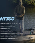 Man in a boat using NT300 Electric Outboard Motor 3HP 1300W Brushless Direct Drive for Saltwater and Freshwater, Ultra Quiet Propulsion