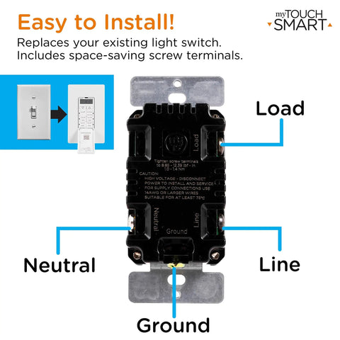 Back view of In-Wall Digital Timer With Push Door Switch Four Programmable On Off Buttons 24 Hour Daily Cycles Blue LED Indicators No Fuss For Indoor And Outdoor Lights Fans And More showing connections