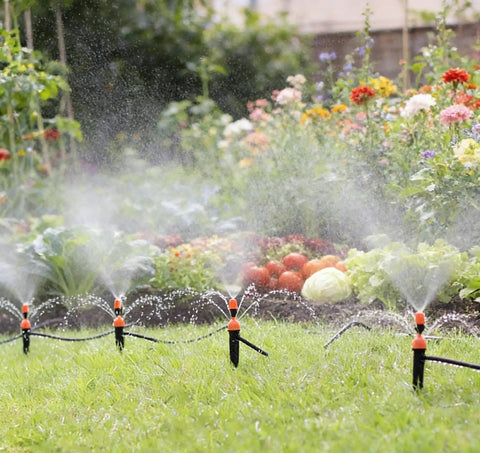 25 Adjustable Drip Irrigation Emitters For Quarter Inch Hose 360 Degree Water Flow Stake Drippers watering garden