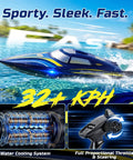 14 Inch Fast RC Boat For Kids And Adults 20 Plus MPH Remote Speed Boat With Dual 1200mAh Batteries Self Righting Racing Boat