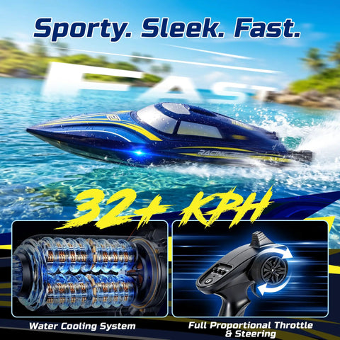 14 Inch Fast RC Boat For Kids And Adults 20 Plus MPH Remote Speed Boat With Dual 1200mAh Batteries Self Righting Racing Boat