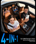 Family using 90W 4 Port Car Charger With USB C And USB A Fast Charge Dual USB C PD3.0 And USB A QC3.0 in car during outing