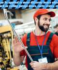 Contractor holding a Beefy Six Pack 31 Inch Heavy Duty Steel J Hook Lifting Hooks Set For Pulling Manhole Covers And Storm Drains