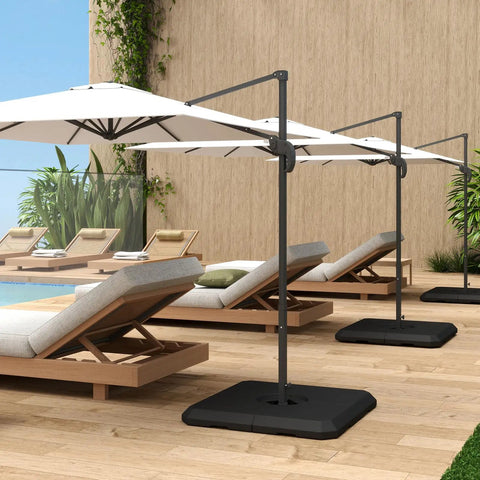 Beefy Heavy Duty Base Weights Stand For Offset Cantilever Patio Umbrella 317 Lb Capacity 4 Piece Set Black Weatherproof